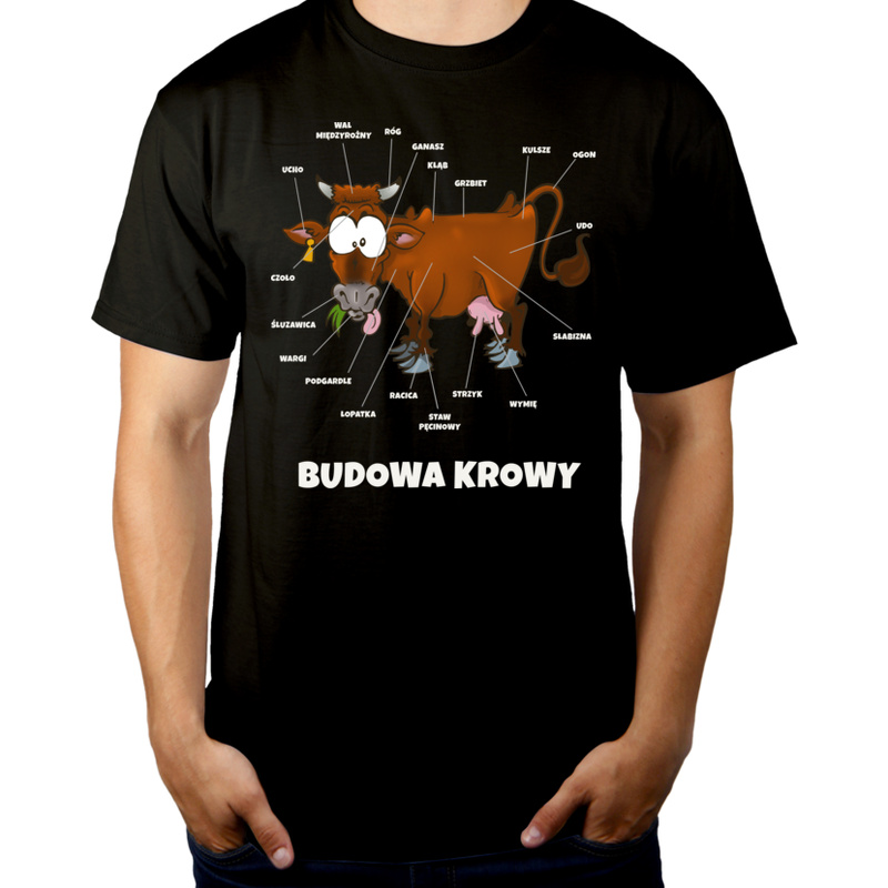 Budowa Krowy Brązowa - Męska Koszulka Czarna