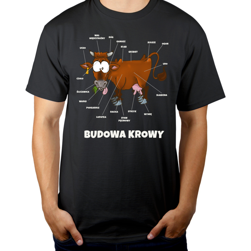 Budowa Krowy Brązowa - Męska Koszulka Szara