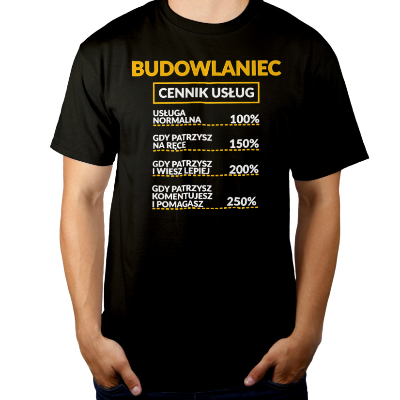 Budowlaniec - Cennik Usług - Męska Koszulka Czarna