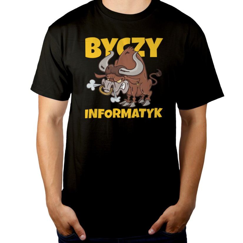 Byczy Informatyk - Męska Koszulka Czarna