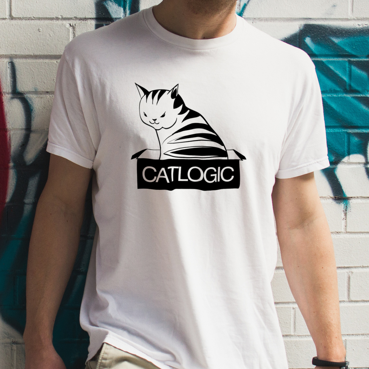 CATLOGIC - Męska Koszulka Biała
