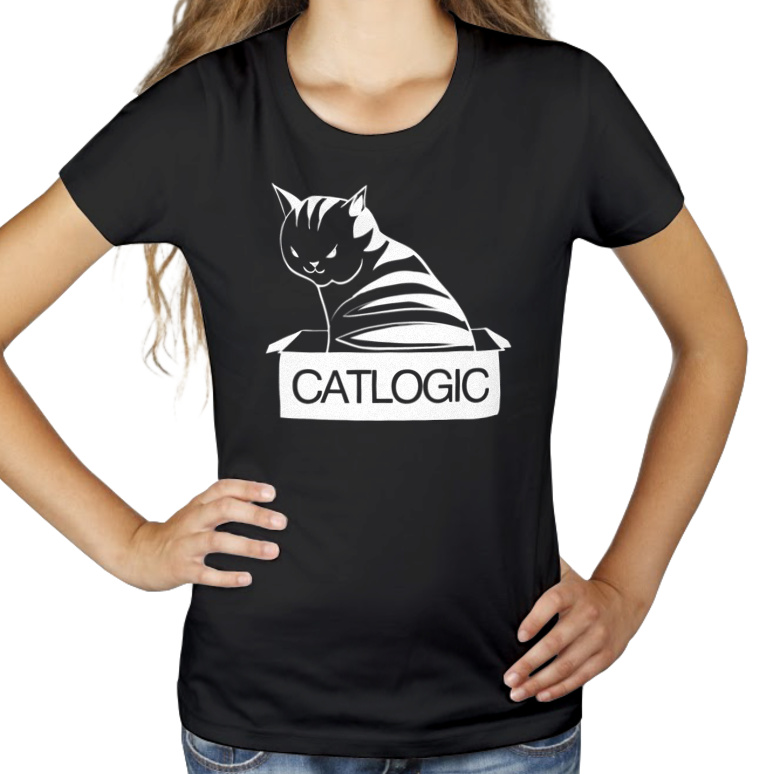 CATLOGIC - Damska Koszulka Czarna