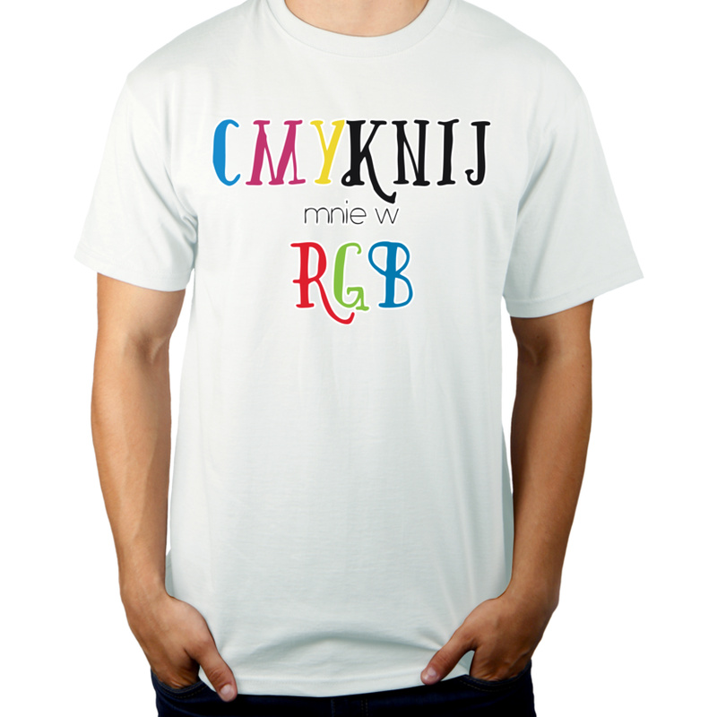 CMYKnij Mnie w RGB - Męska Koszulka Biała