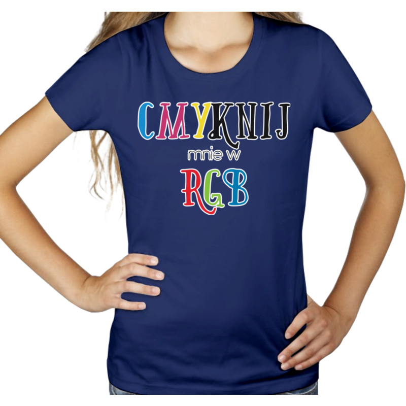 CMYKnij Mnie w RGB - Damska Koszulka Granatowa