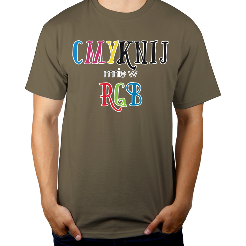 CMYKnij Mnie w RGB - Męska Koszulka Khaki
