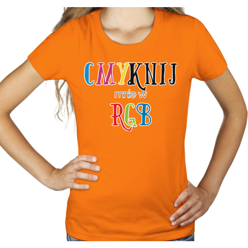 CMYKnij Mnie w RGB - Damska Koszulka Pomarańczowa