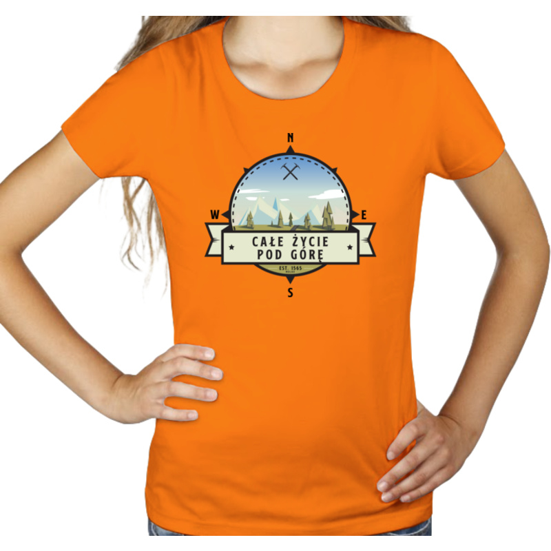 Całe życie pod górę - Damska Koszulka Pomarańczowa