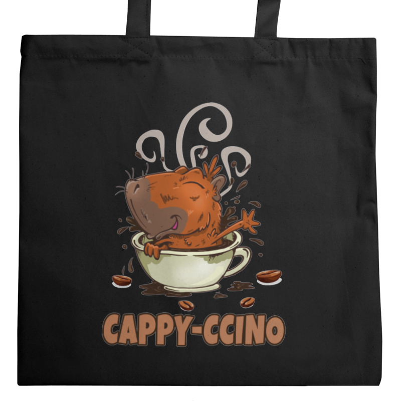 Cappyccino kapibara capybara kawa - Torba Na Zakupy Czarna