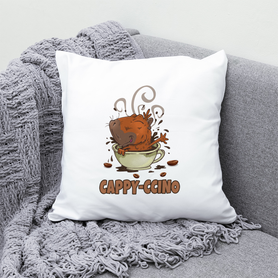 Cappyccino kapibara capybara kawa - Poduszka Biała