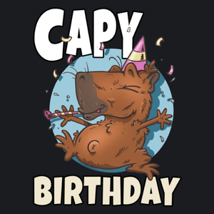 Capy Birthday Kapibara - Damska Koszulka Czarna