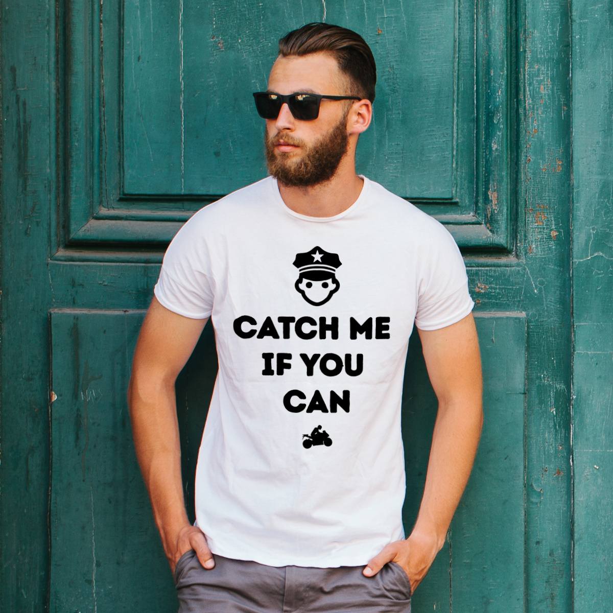 Catch Me If You Can - Męska Koszulka Biała