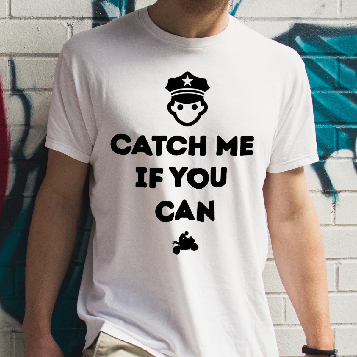 Catch Me If You Can - Męska Koszulka Biała