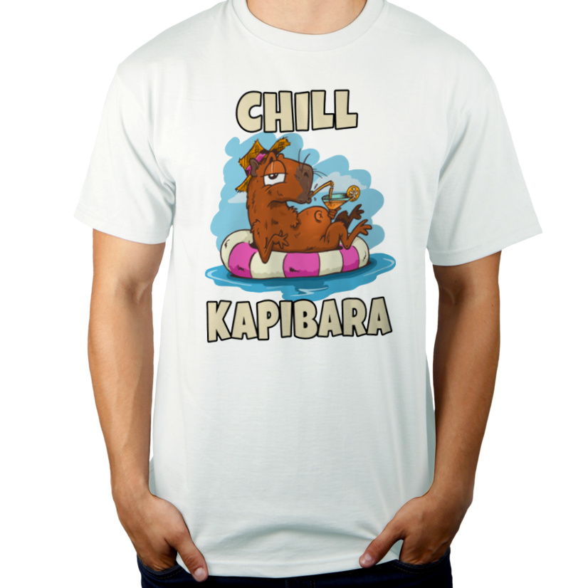 Chill Kapibara - Męska Koszulka Biała