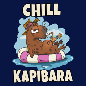 Chill Kapibara - Męska Koszulka Ciemnogranatowa