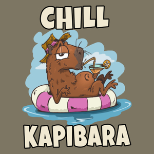 Chill Kapibara - Męska Koszulka Khaki