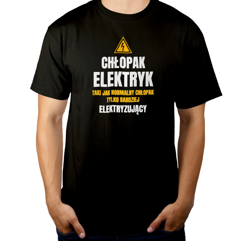 Chłopak Elektryk Elektryzjący - Męska Koszulka Czarna