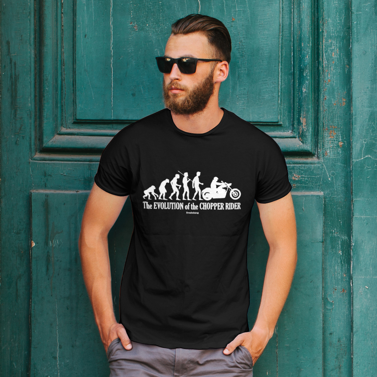 Chopper ewolucja - Męska Koszulka Czarna