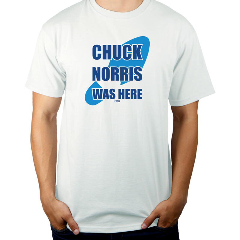 Chuck Norris Was Here - Męska Koszulka Biała