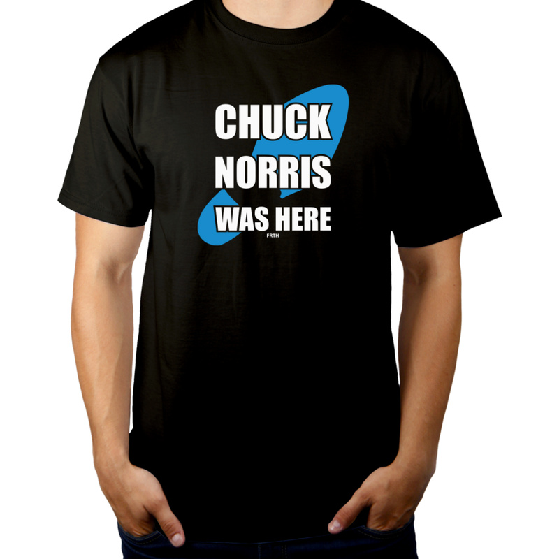 Chuck Norris Was Here - Męska Koszulka Czarna