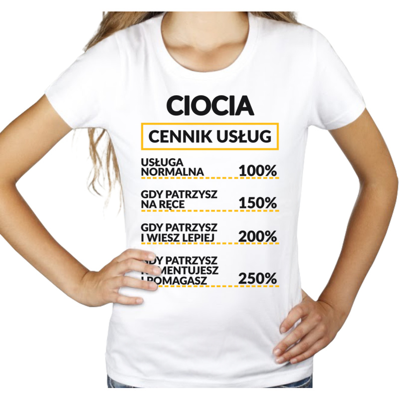 Ciocia - Cennik Usług - Damska Koszulka Biała
