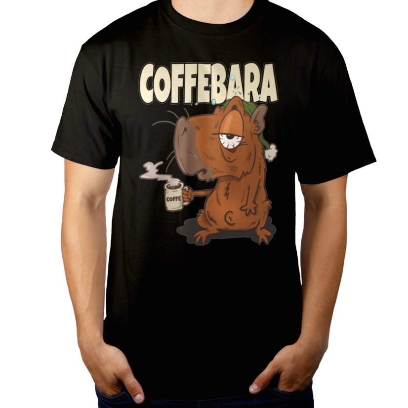 Coffebara kawa kapibara - Męska Koszulka Czarna