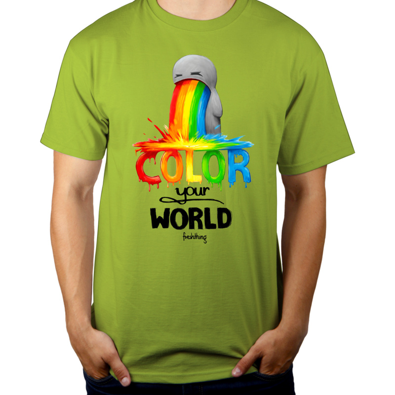 Color Your World - Męska Koszulka Jasno Zielona