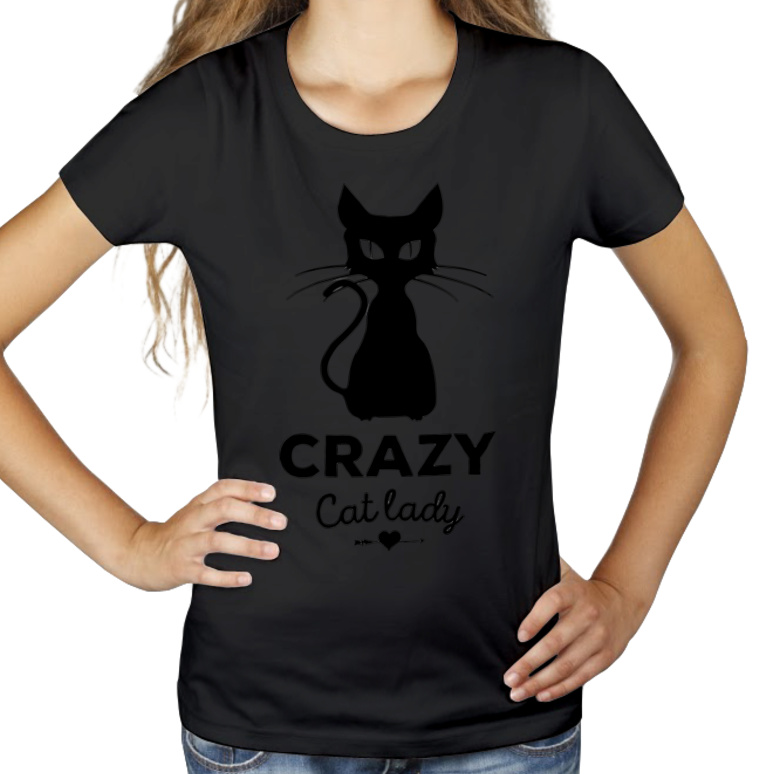 Crazy Cat Lady - Damska Koszulka Czarna
