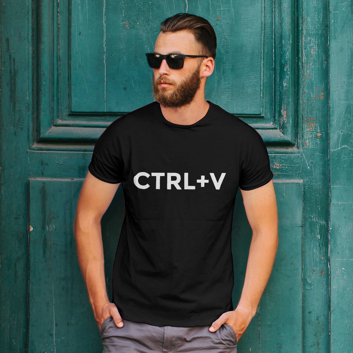 Ctrl + V - Wklej - Męska Koszulka Czarna