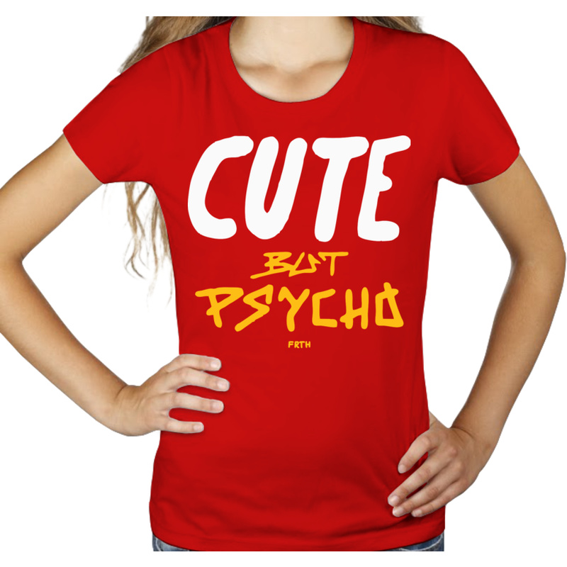Cute But Psycho - Damska Koszulka Czerwona