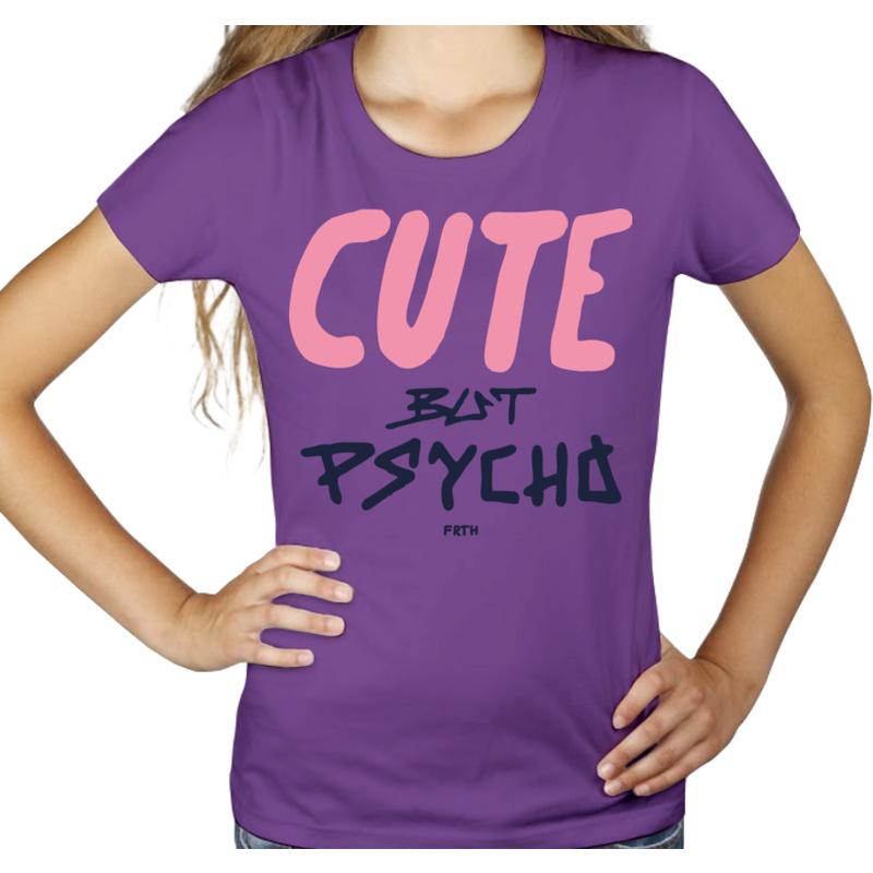 Cute But Psycho - Damska Koszulka Fioletowa