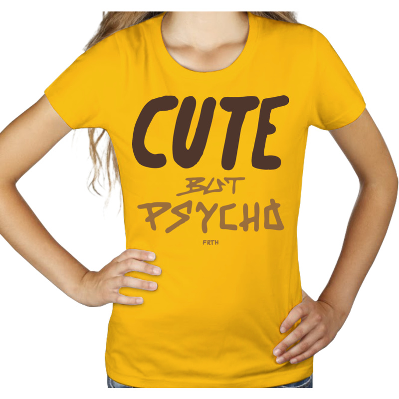 Cute But Psycho - Damska Koszulka Żółta