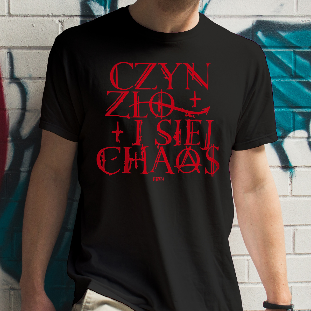 Czyń Zło i Siej Chaos - Męska Koszulka Czarna
