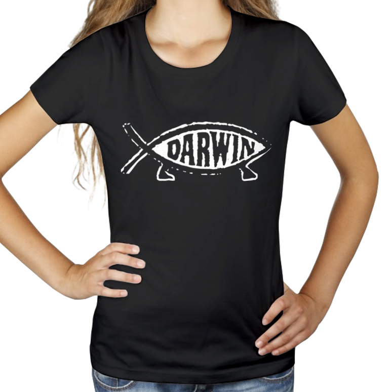 Darwin fish - Damska Koszulka Czarna