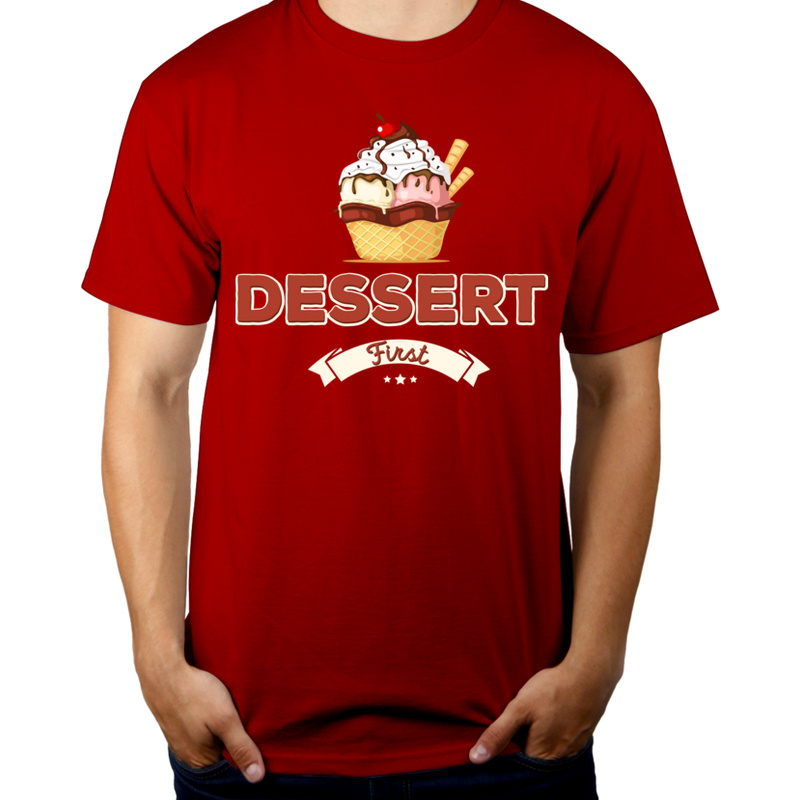 Dessert First - Męska Koszulka Czerwona