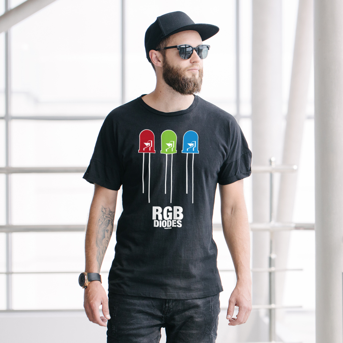 Dioda RGB - Męska Koszulka Czarna