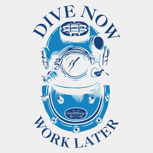 Dive Now Work Later - Męska Koszulka Biała