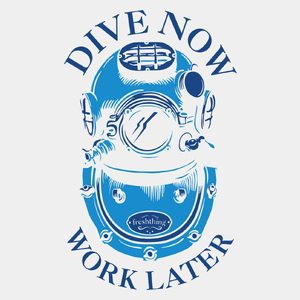Dive Now Work Later - Męska Koszulka Biała