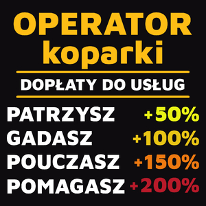 Dopłaty Do Usług Operator Koparki - Męska Koszulka Czarna