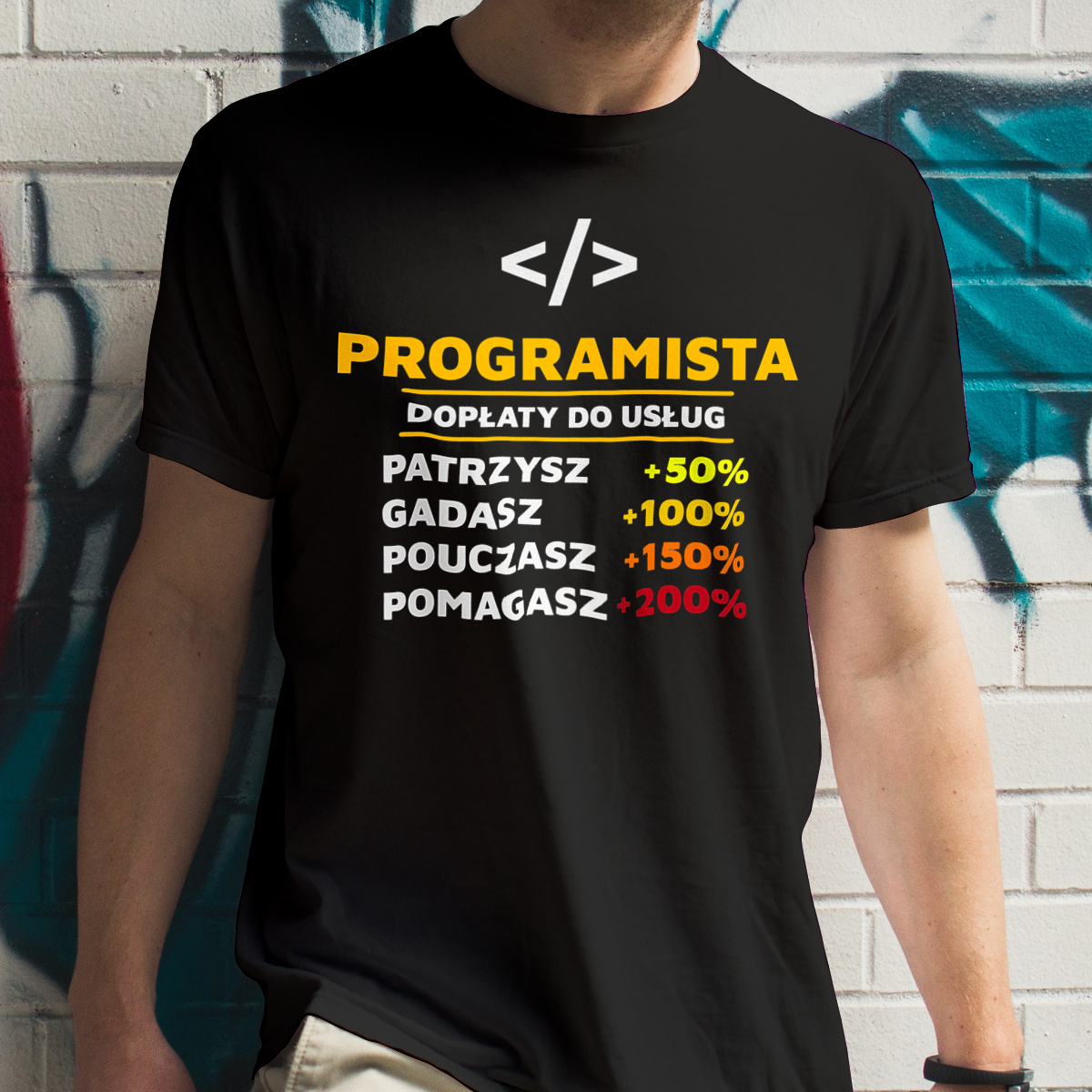 Dopłaty Do Usług Programista - Męska Koszulka Czarna