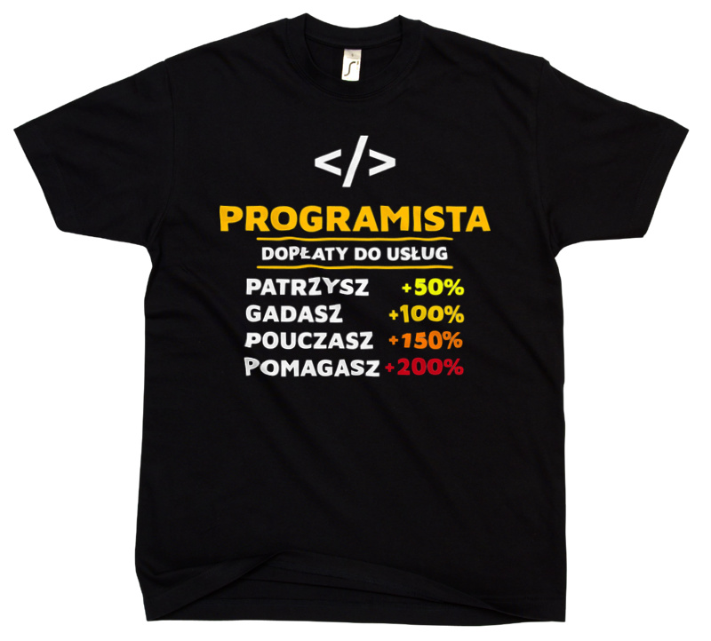 Dopłaty Do Usług Programista - Męska Koszulka Czarna
