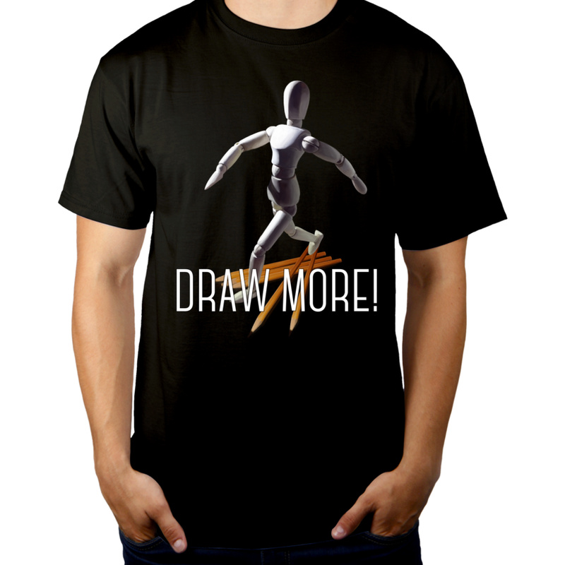 Draw more! - Męska Koszulka Czarna