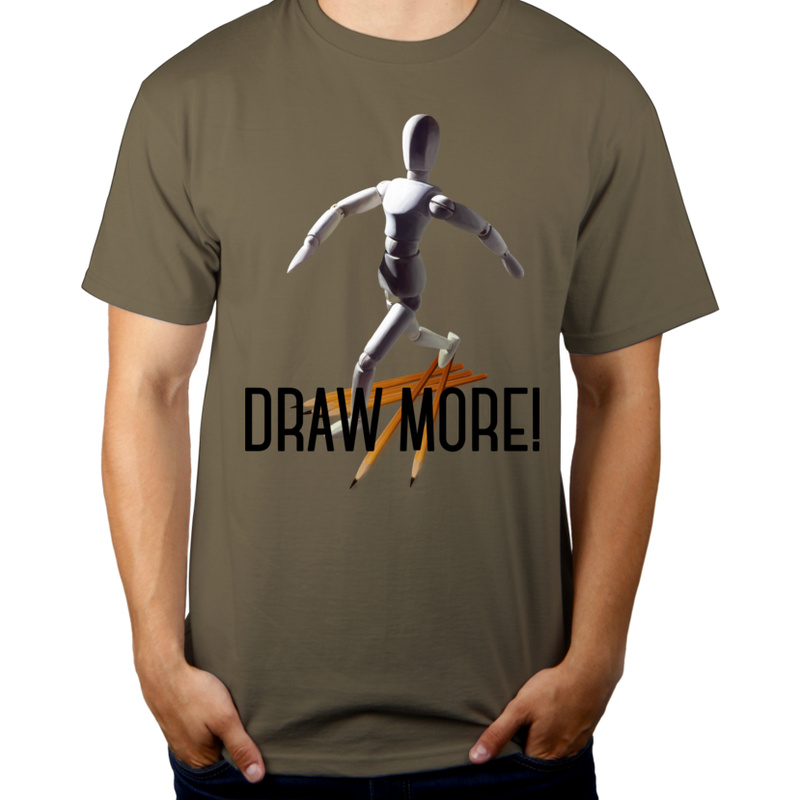 Draw more! - Męska Koszulka Khaki