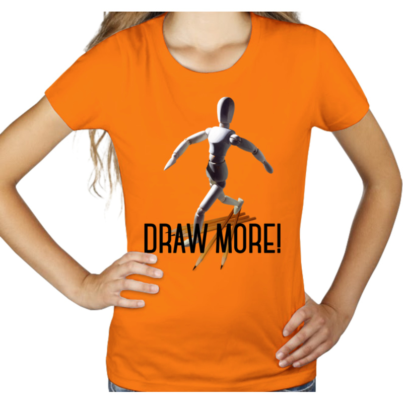 Draw more! - Damska Koszulka Pomarańczowa
