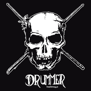 Drummer - czaszka przebita pałeczkami - Męska Koszulka Czarna