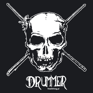 Drummer - czaszka przebita pałeczkami - Damska Koszulka Czarna