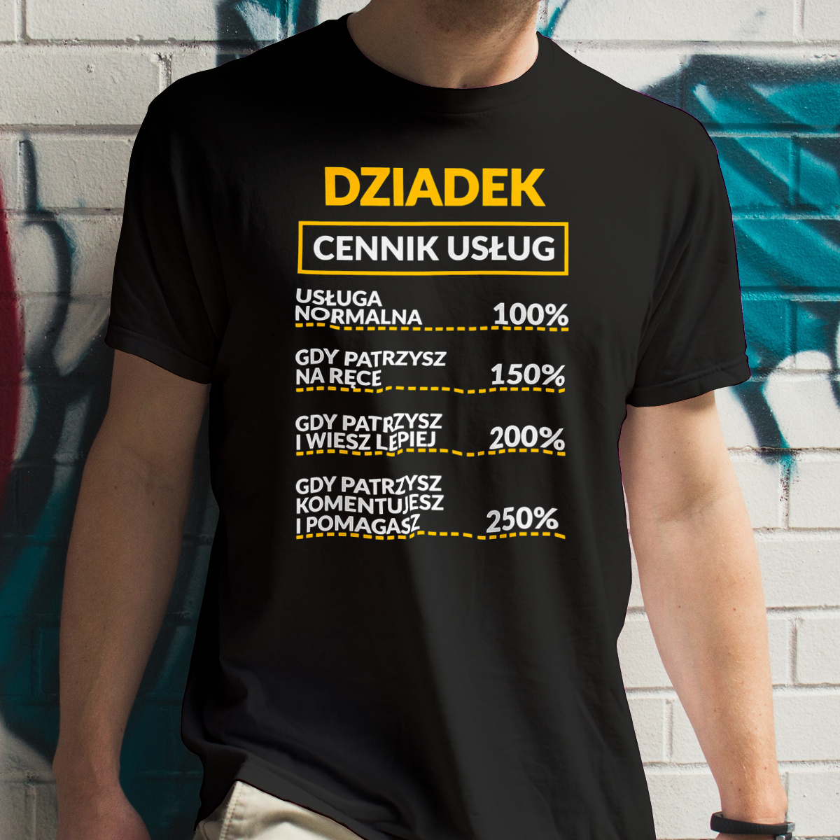 Dziadek - Cennik Usług - Męska Koszulka Czarna