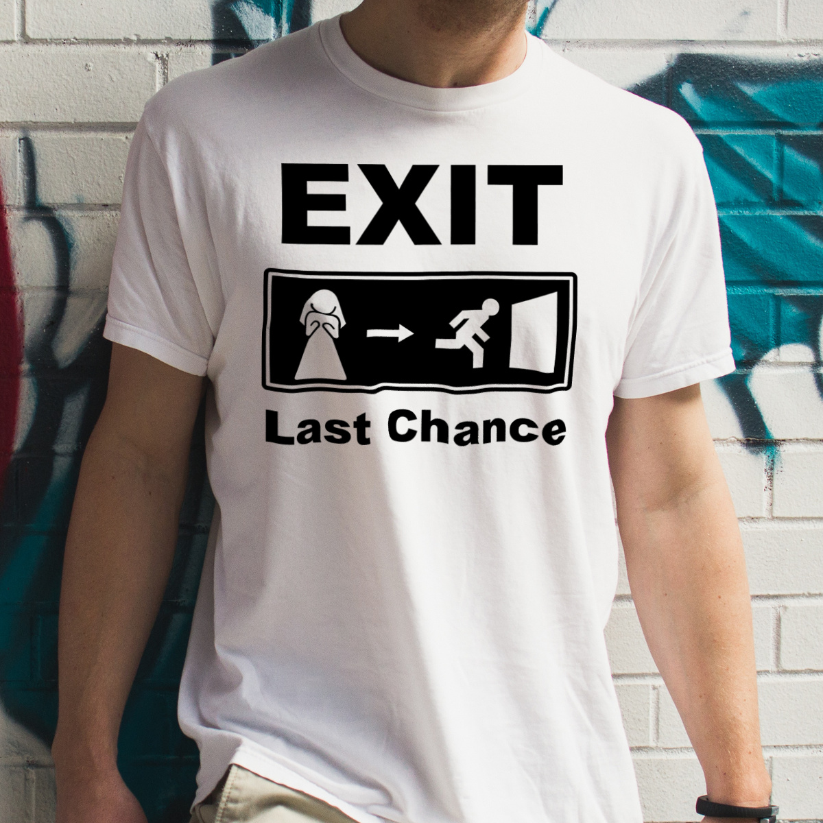 EXIT- Last Chance - Wieczór kawalerski - Męska Koszulka Biała