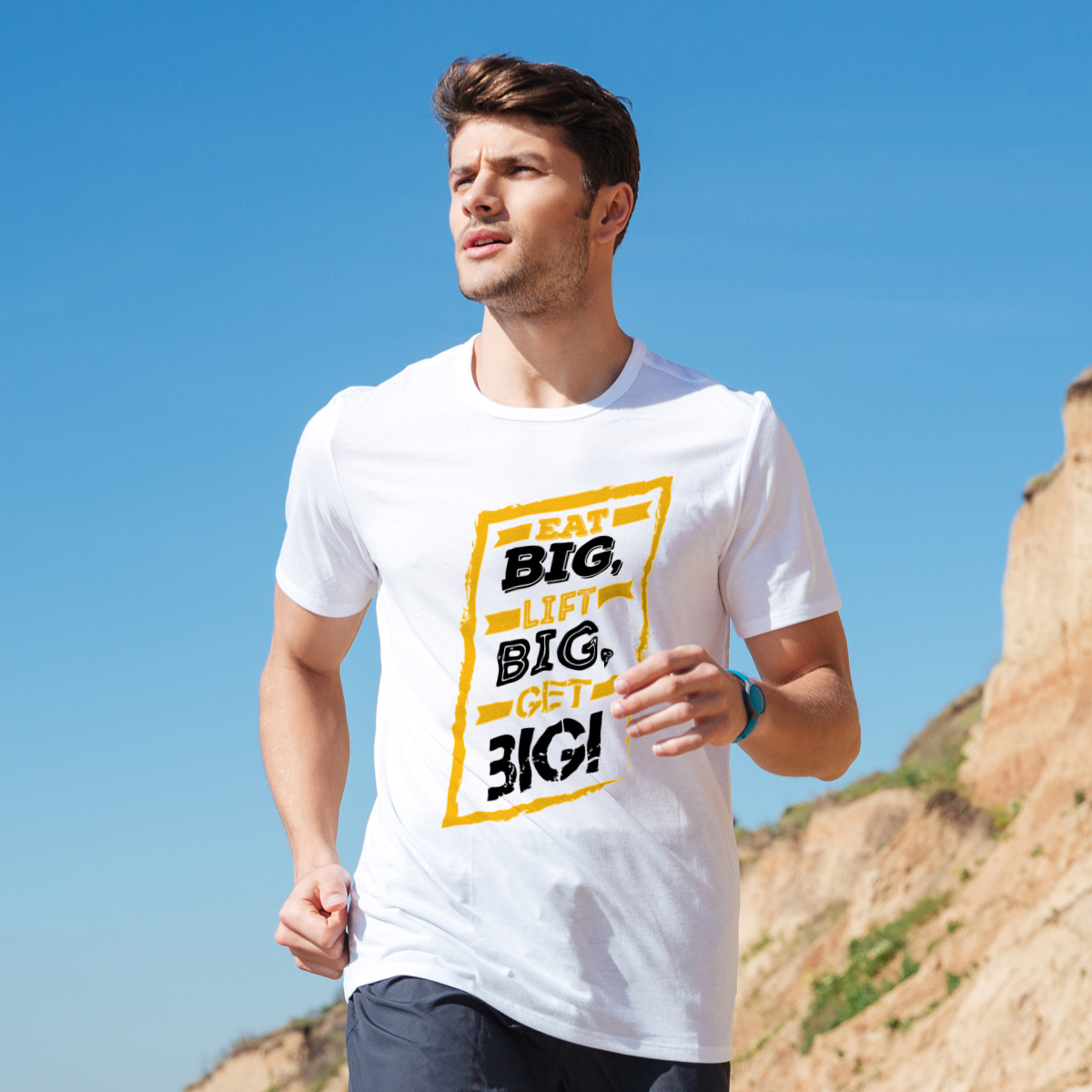 Eat Big Lift Big Get Big - Męska Koszulka Biała