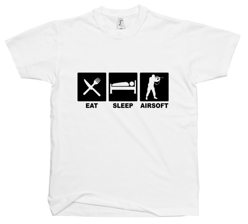Eat Sleep Airsoft - Męska Koszulka Biała
