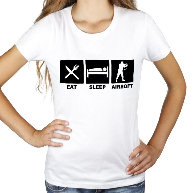 Eat Sleep Airsoft - Damska Koszulka Biała